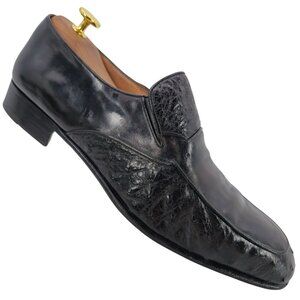 Vintage Bally Switzerland Exotic Ostrich Leather Dress Shoe Men 9.5 Brown Loafer